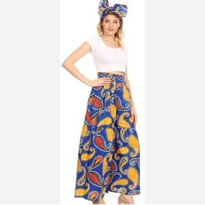 Advance Apparels African Ankara Flared Wide Leg Palazzo Pants with Pockets